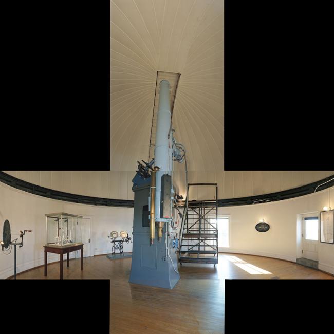 Starry Transit_panorama in shape of cross showing observatory space