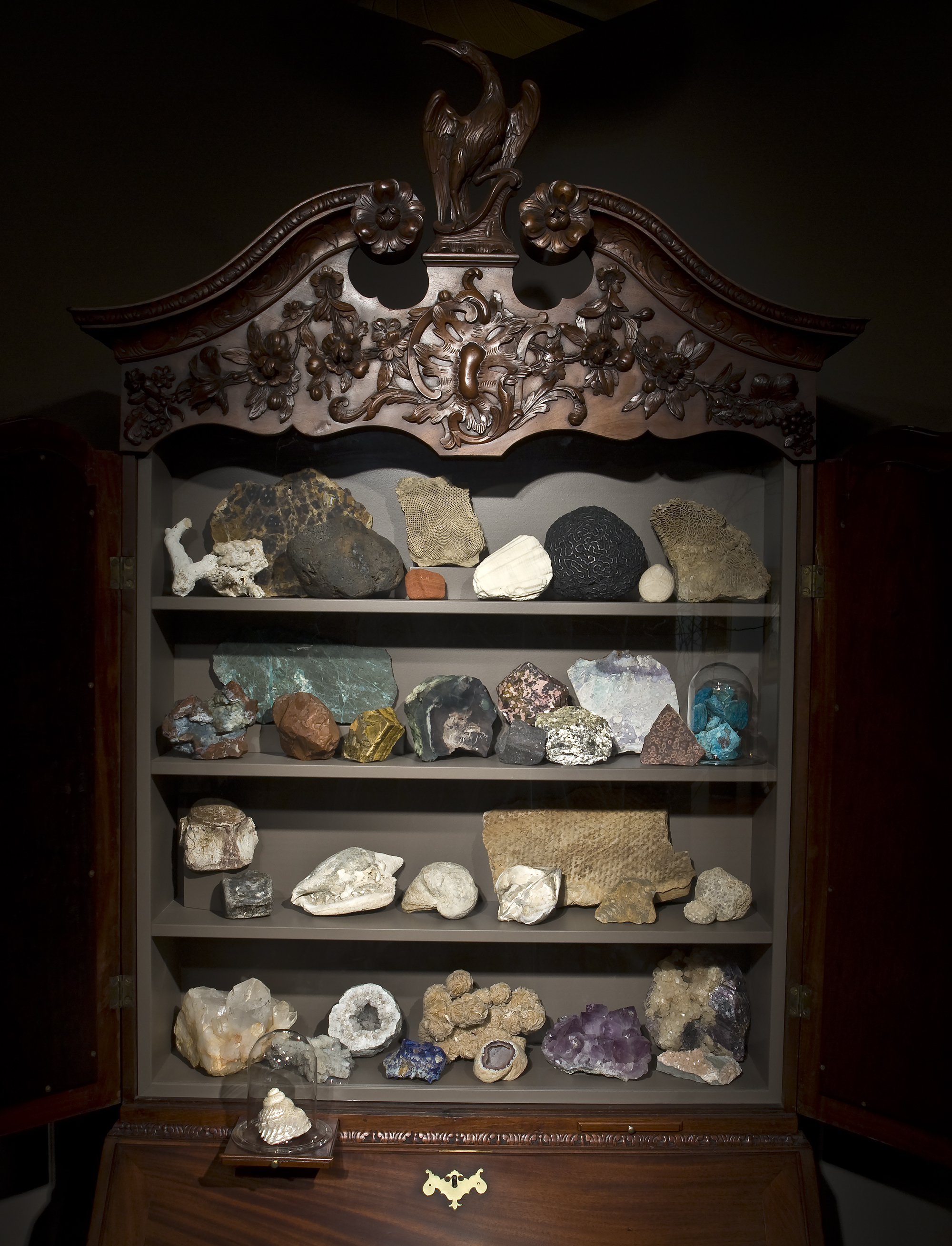 Loca Miraculi_room 1_ornate wood carving minerals shells