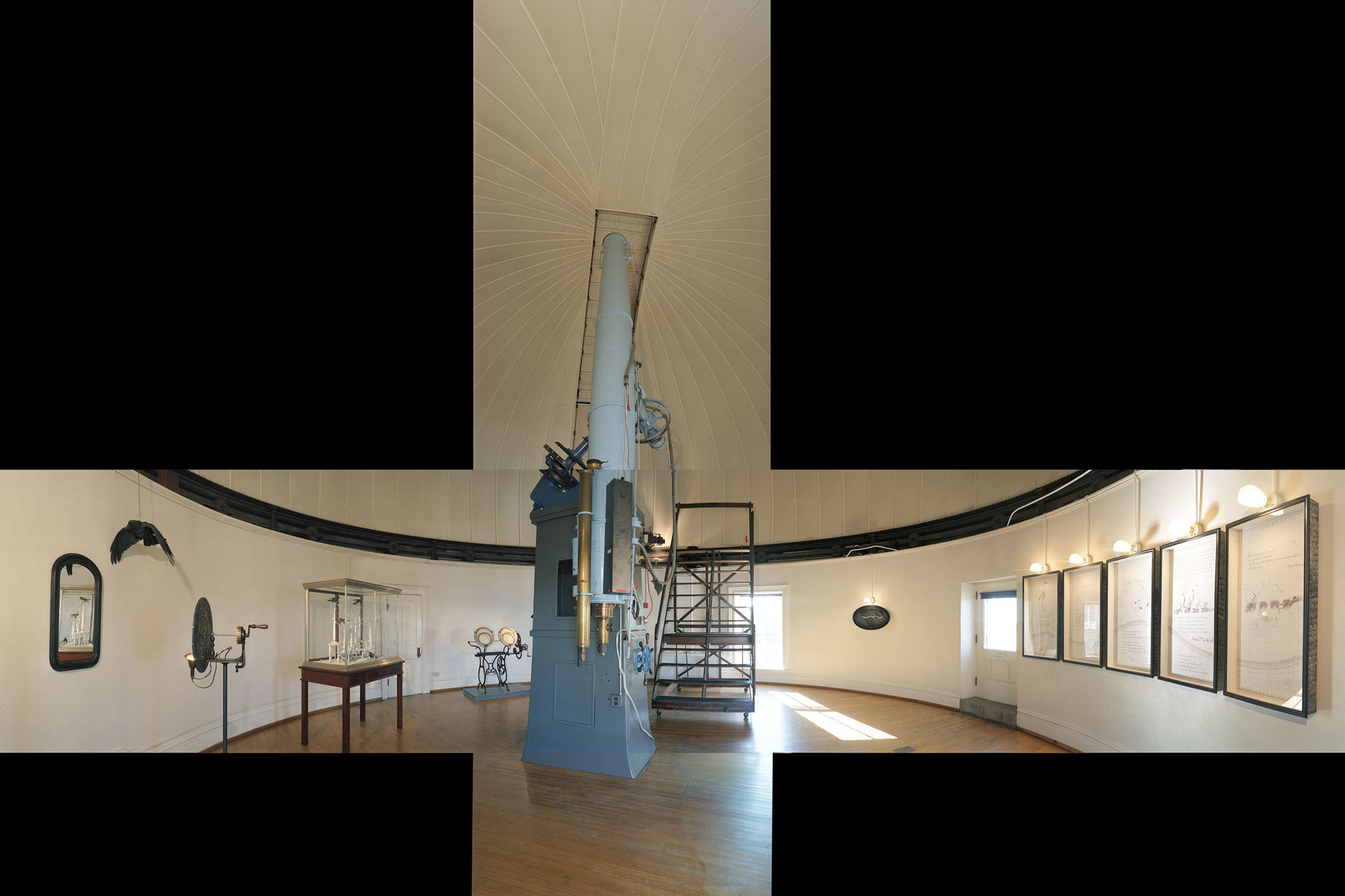 Starry Transit_panorama in shape of cross showing observatory space